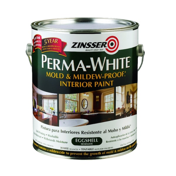Interior Paint, Eggshell, water Base, White, 1 gal